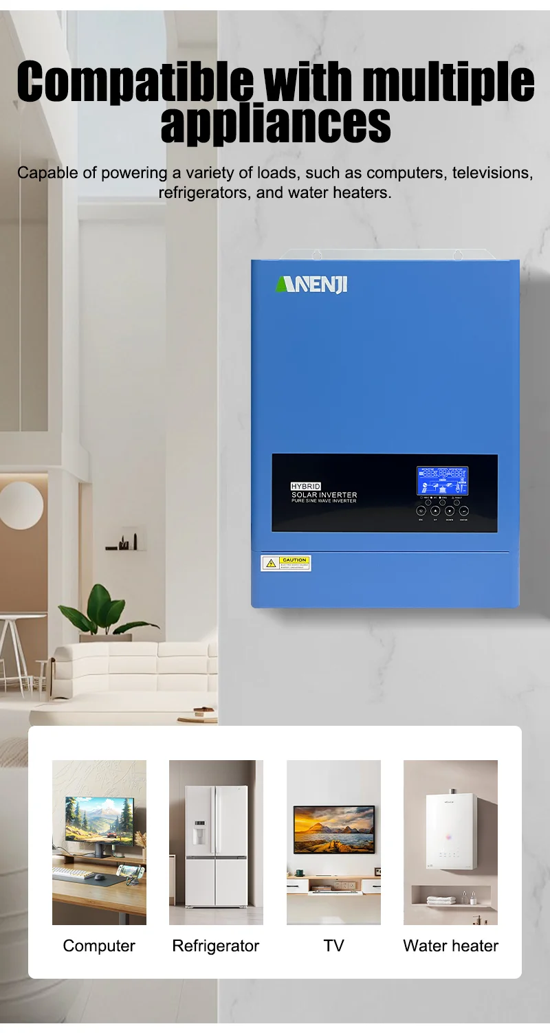 ANENJI 6,2 kW Hybrid-Wechselrichter 48 V 220 V reine Sinuswelle On Off Grid 120 A MPPT-Laderegler PV-Eingang 500 V WIFI für Solarpanel – Detail 14