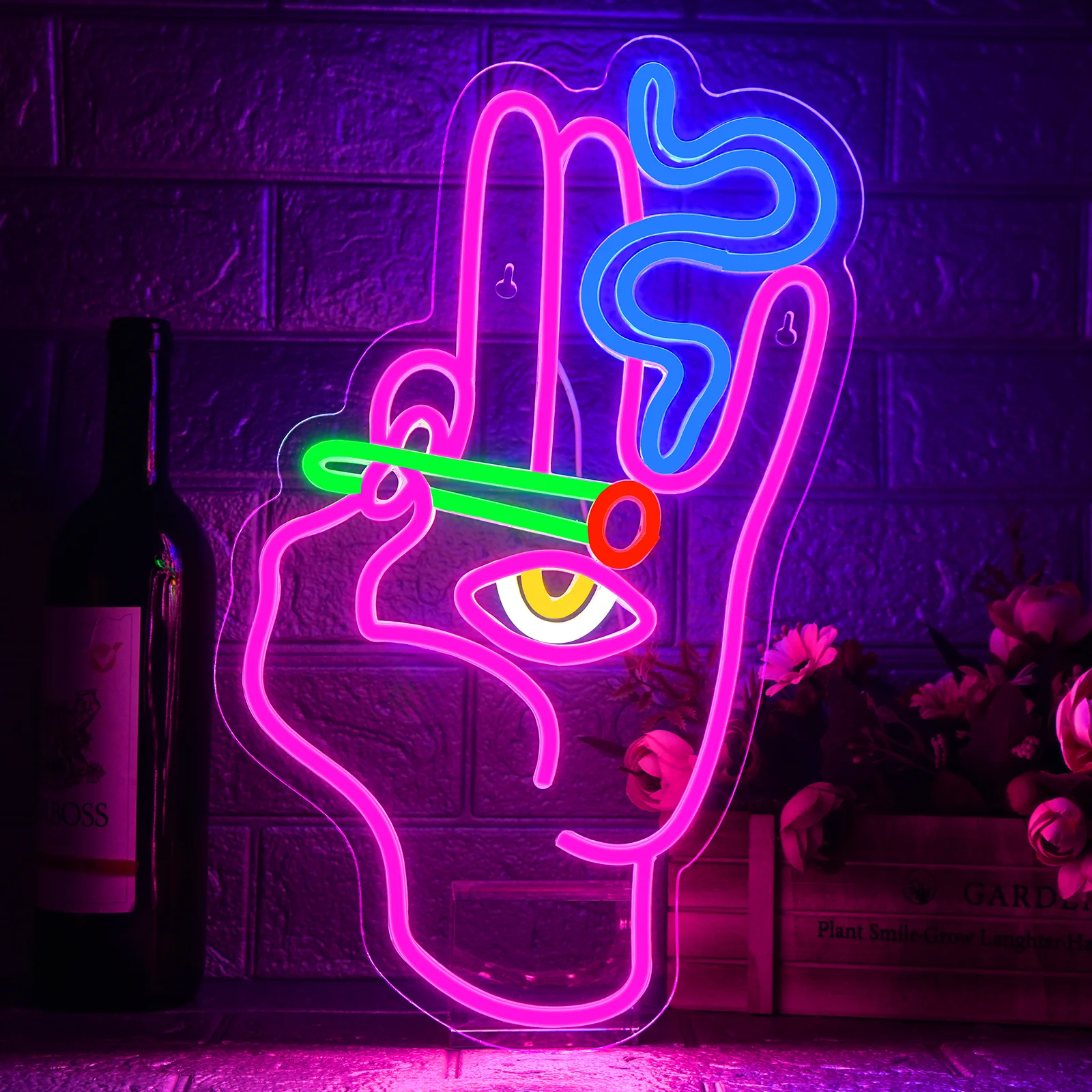 

Evil Eye Hand Neon Signs Custom For Wall Decor 5/12V USB With Dimmable Switch For Bedroom Game Room Bar Pub Cafes Party Gift