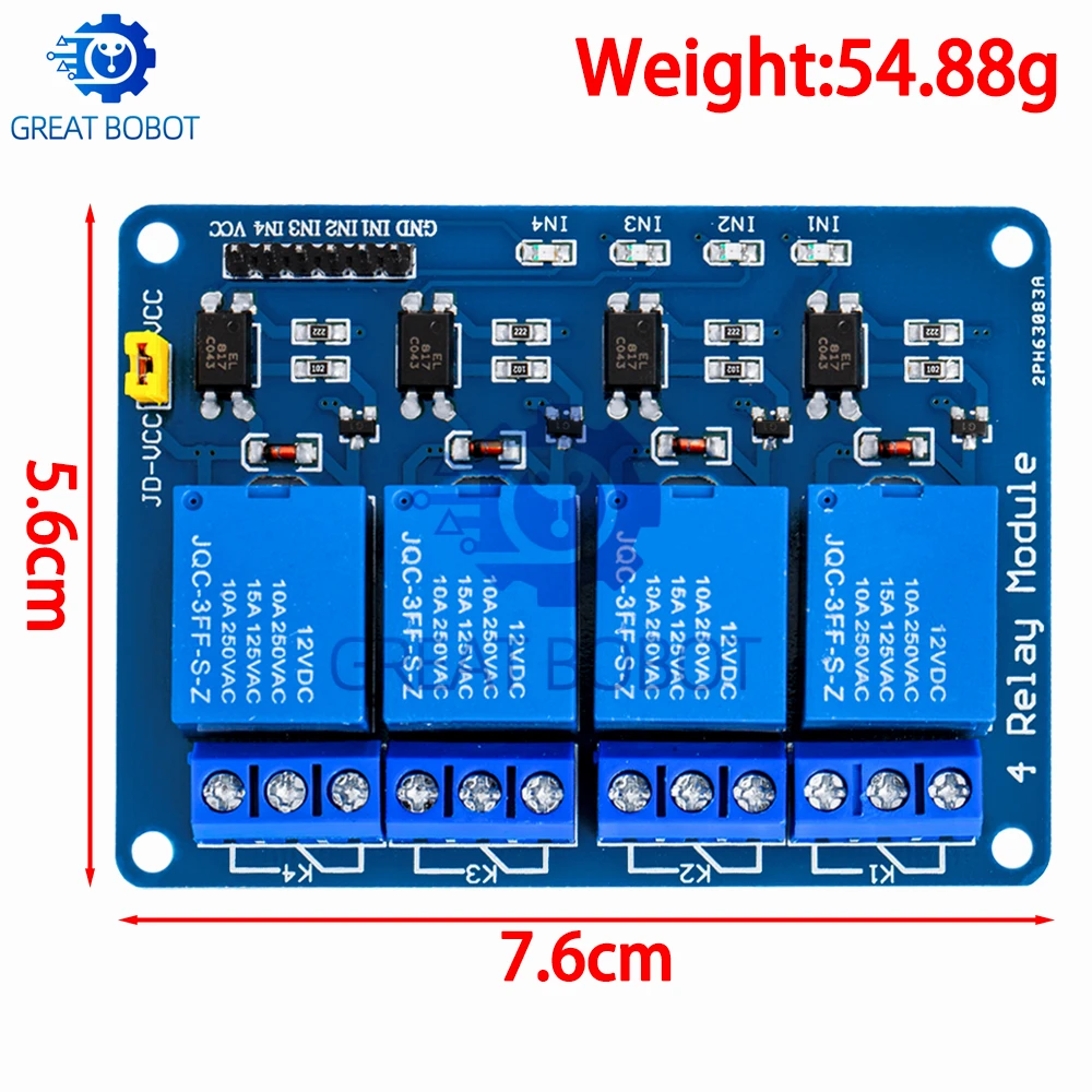 Optocoupler Isolated 1/2/4/8 Channel Relay Module: BS 5V/12V for Arduino-Compatible Projects