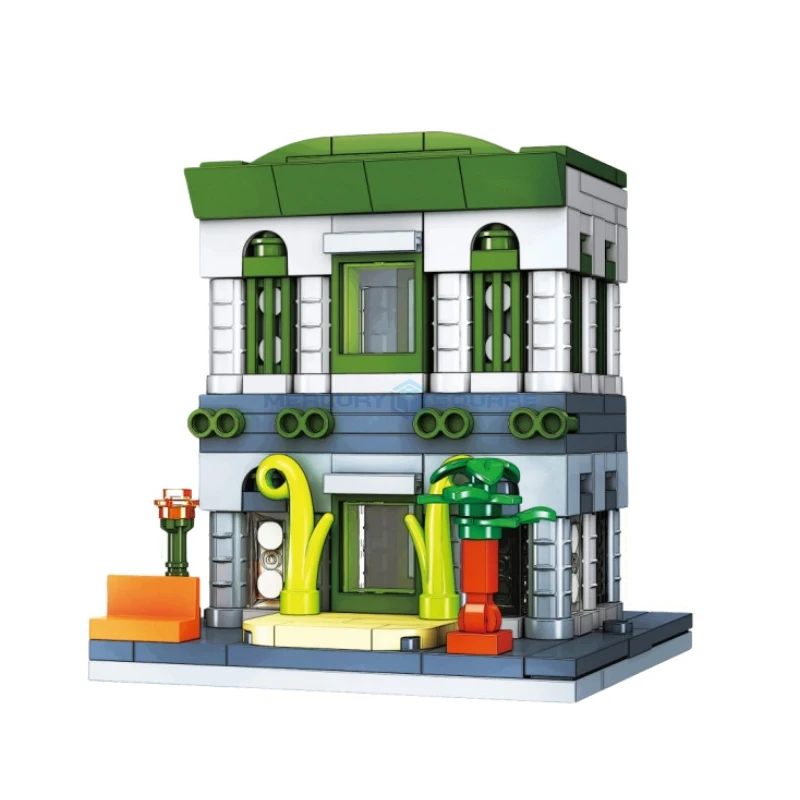 Bank Building Bricks MOC 59080 Mini Street Series Architectural Street View Model Blocks Brain Ideas Toy Gift Kids Boys Girls