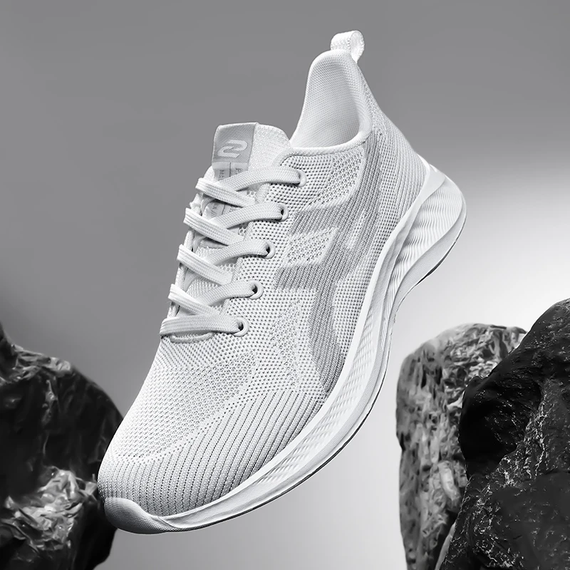 Men's Fashion Casual Sneakers Breathable Mesh Shock-Absorbing Running Shoes Flying Woven Comfortable Version