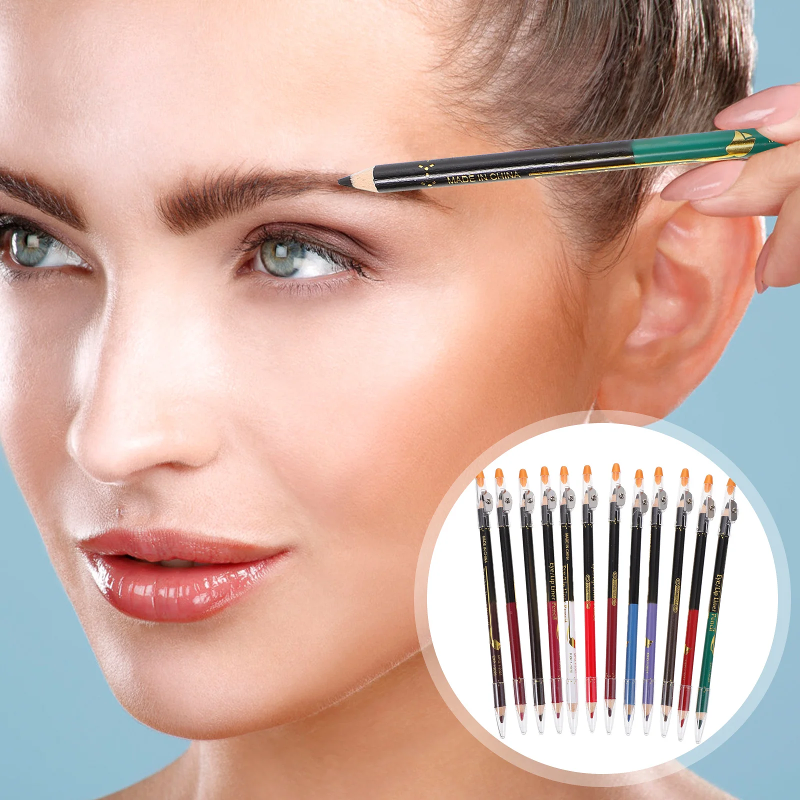 12 pezzi matita per sopracciglia a doppia estremità eyeliner impermeabile matita per labbra set di matite per trucco pigmento opaco eyeliner impermeabile facile da usare