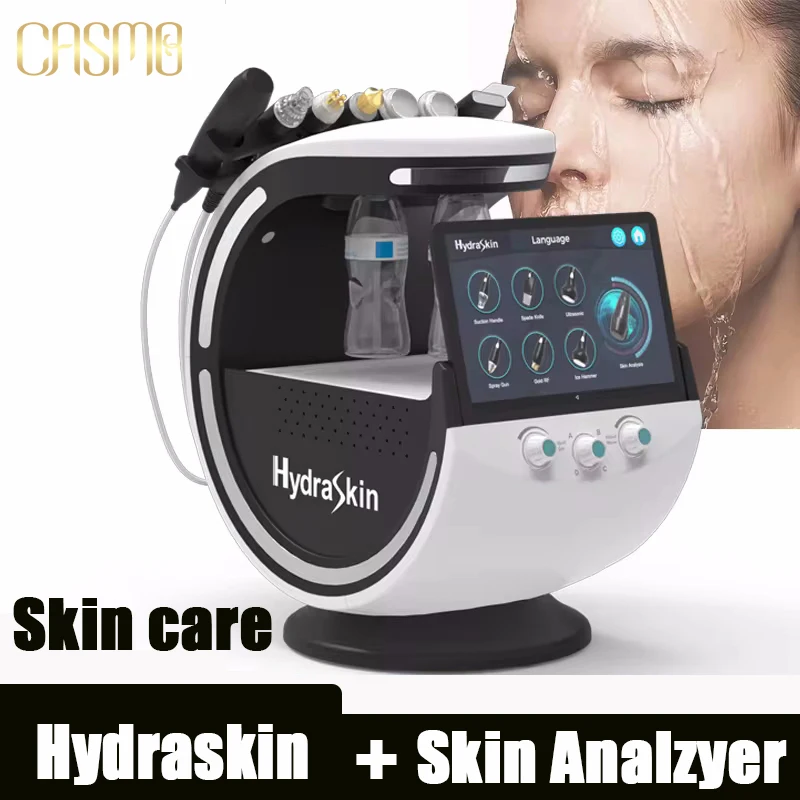 

New 7 In 1 Smart Ice Blue Hydra oxyge Dermabrasion Facial Machine Deep Cleaning Skin Analyzer Skin Care Facial Aqua Peel Hydro