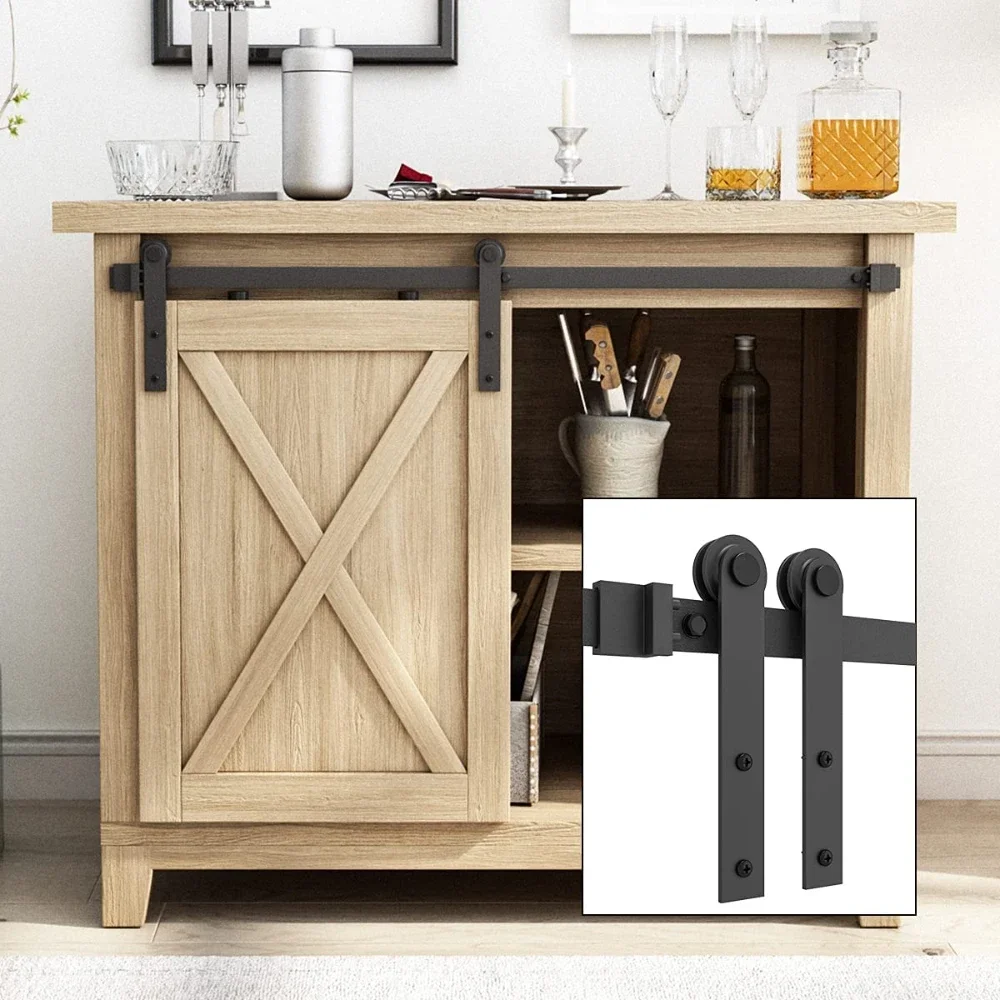 

Mini Cabinet Sliding Barn Door Hardware Kit I Shape Hanger For Cabinet Closet Cupboard Storage Single Door Kit Fit