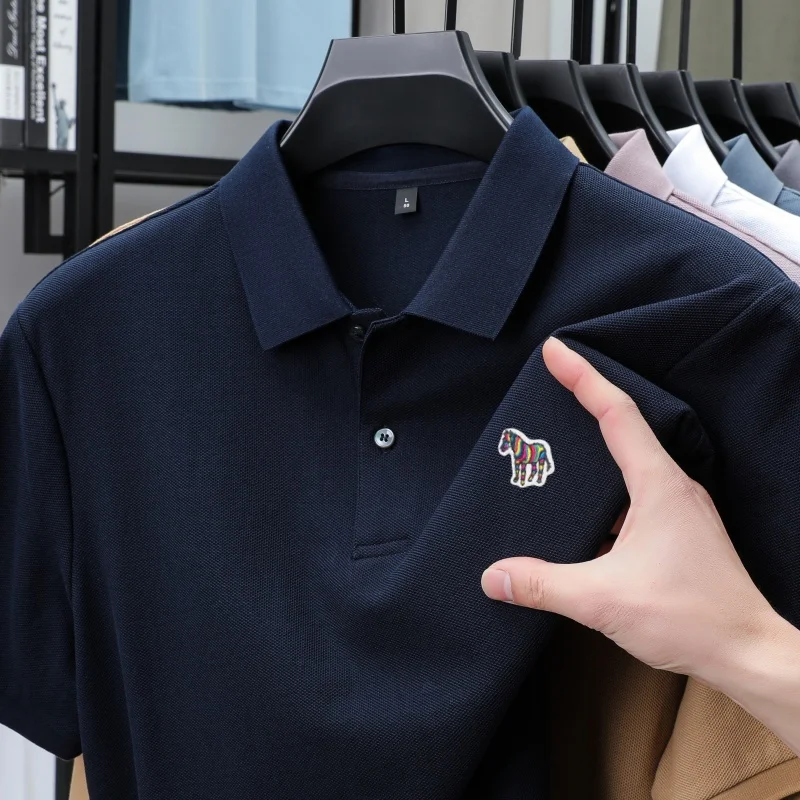 

Высококачественная мужская летняя новая дышащая рубашка поло с короткими рукавами, футболка на заказ, изысканный брендовый топ с вышивкой пони