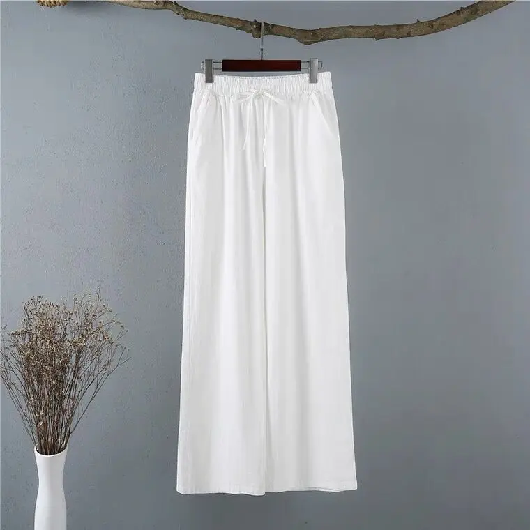 New 2026 Summer Women Comfortable cool thin wide leg pants,Brand plus size cotton linen pants,casual skirt Trousers 6XL 7XL