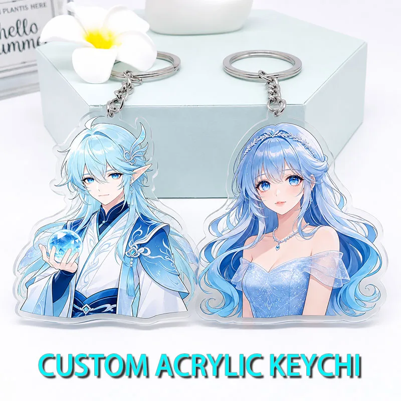 Custom Acrylic Keychain Anime Holographic Style Photo Logo Personalized Acrylic Christmas Gift Ornament Keychain