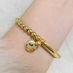 Bead Bracelet Hang Carve Forever Love Round Bean Woman Bracelet Stainless Steel Top Quality Fashion Brand Jewelry Drop Shipping