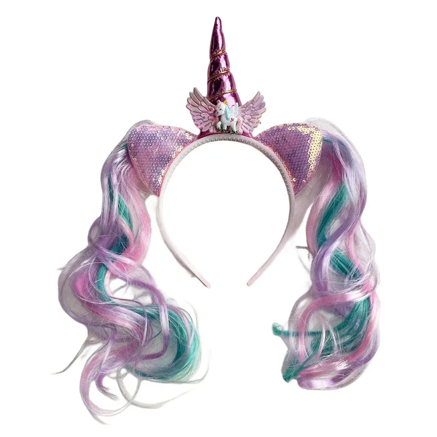 Unicorn Hair Band Wig Children\'s Hair Accessories Cute Cartoon Headdress Hair Card
