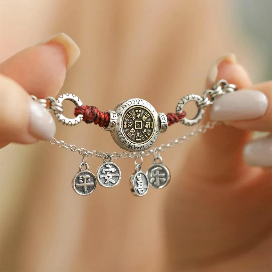 AETEEY Plated S925 Silver Tag Anklet Engraved Peace Joy Niche Elegant Women Foot Jewelry