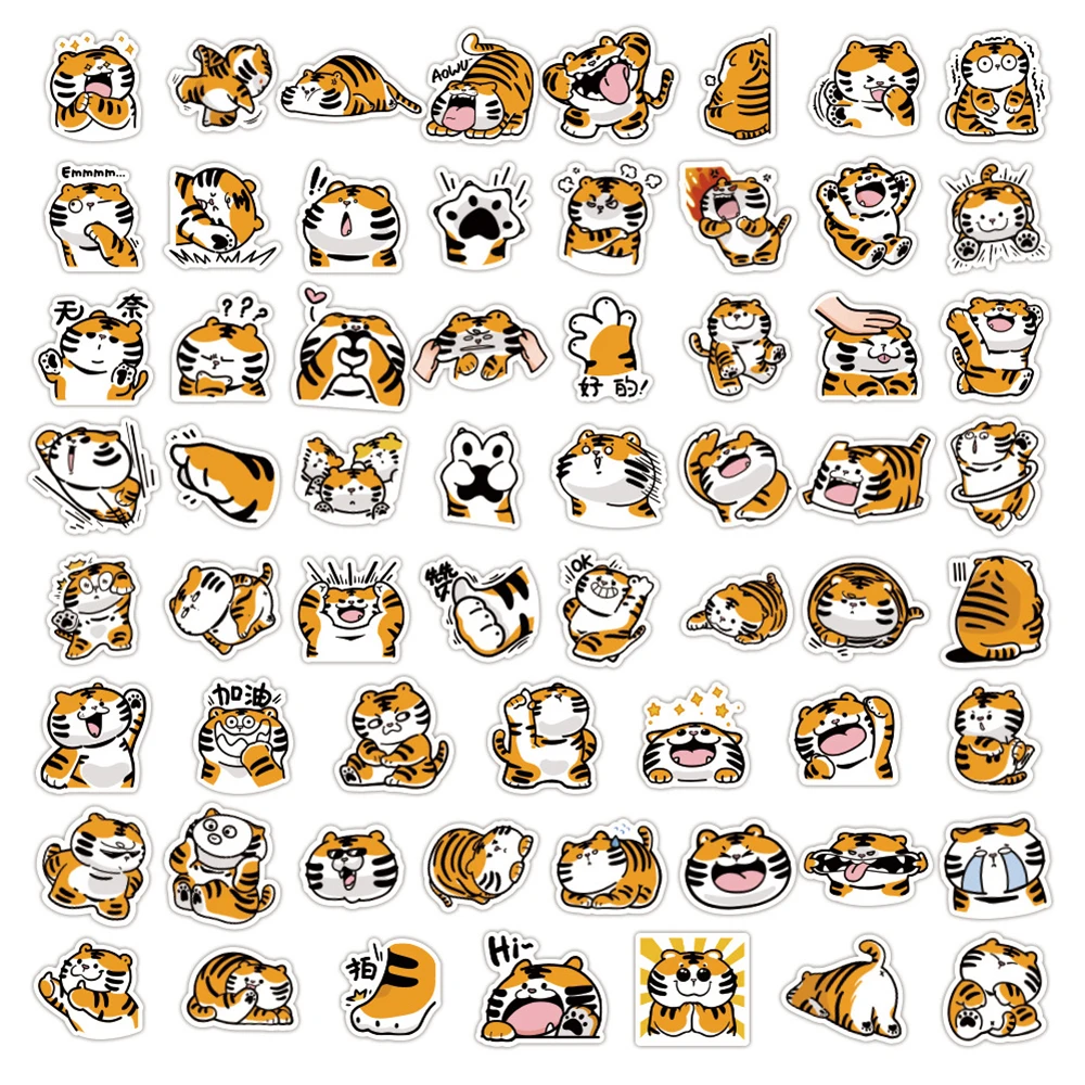 10/30/50/100PCS Kawaii Tiger Stickers Graffiti For Kids DIY Skateboard Laptop Luggage Phone Car Gift Decals Cartoon Sticker Toys