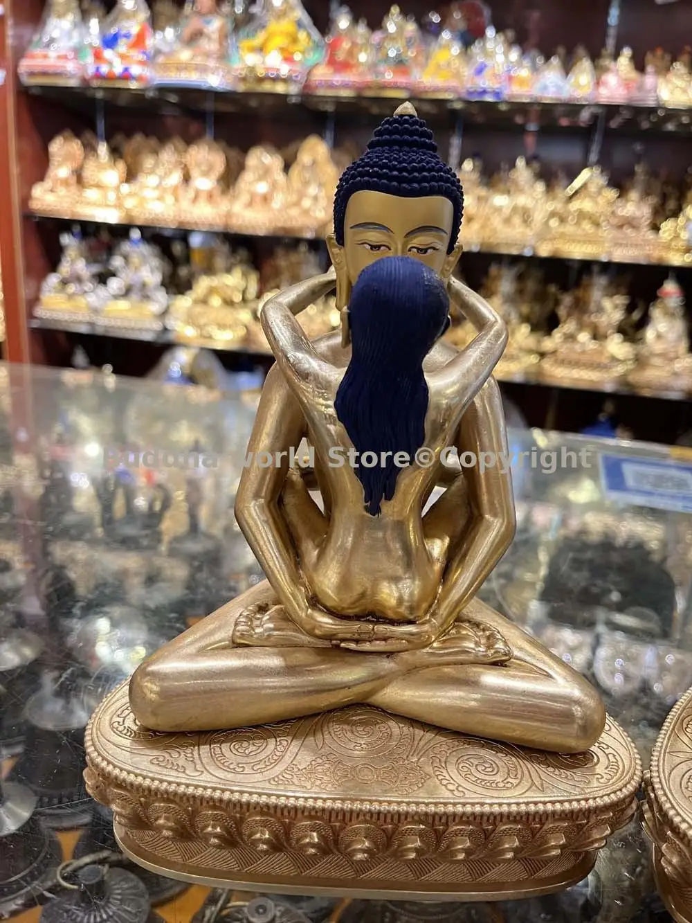 Exclusive rare Tantra Mandkesvara Buddha statue COPPER Yab-Yum Happy Buddha Compassionate wisdom double major embodiment