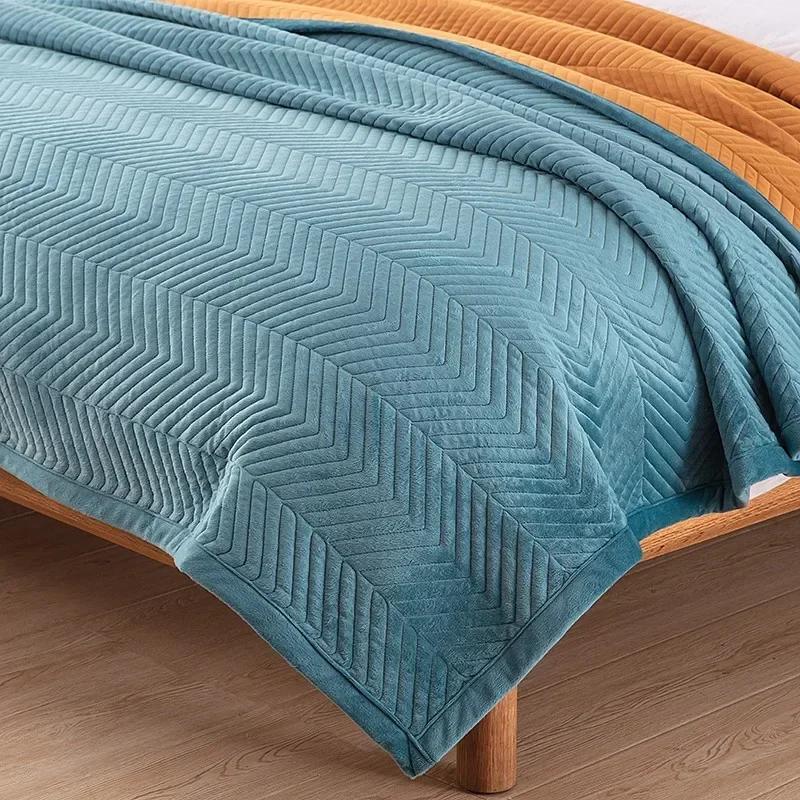 Colcha Dupla Face Splicing, moderna tampa da cama, cobertor de linho acolchoado, lençol colcha, lençóis xadrez, colchas high-end