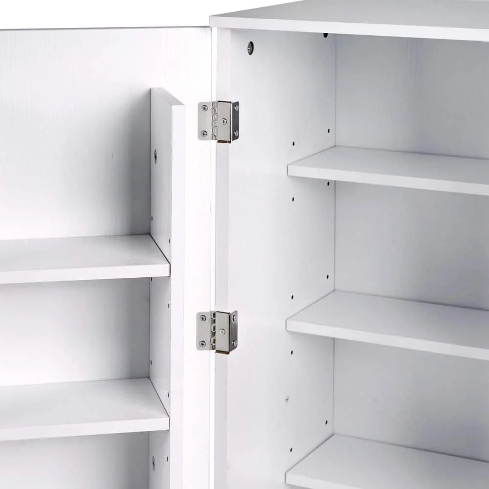 35.5 بوصة أبيض 35.5 بوصة. خزانة مكتبية مميزة، خزانة تخزين صغيرة للمطبخ مع بابين وعجلتين