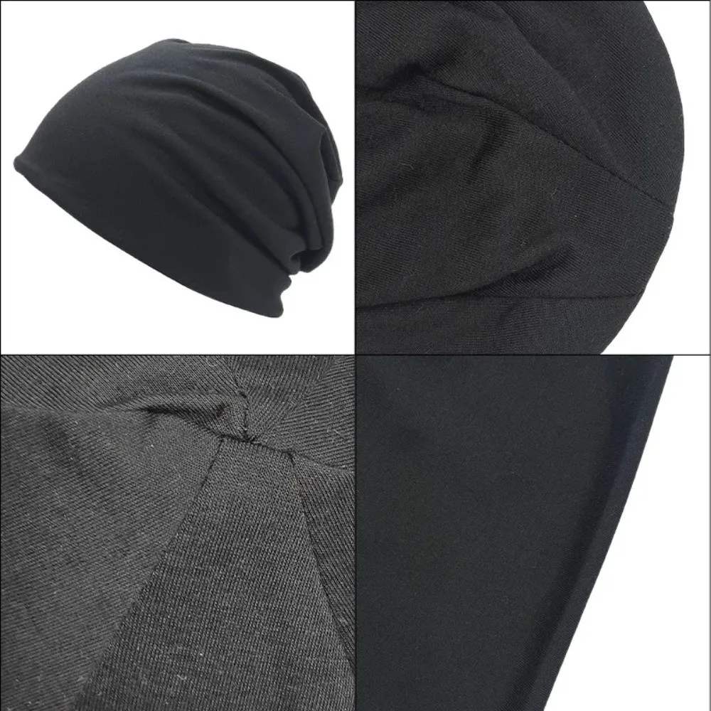 New Solid Color Slouchy Beanie Hip-Hop Lightweight Running Cap Soft Cotton Elastic Stacking Bonnet Unisex Men Women