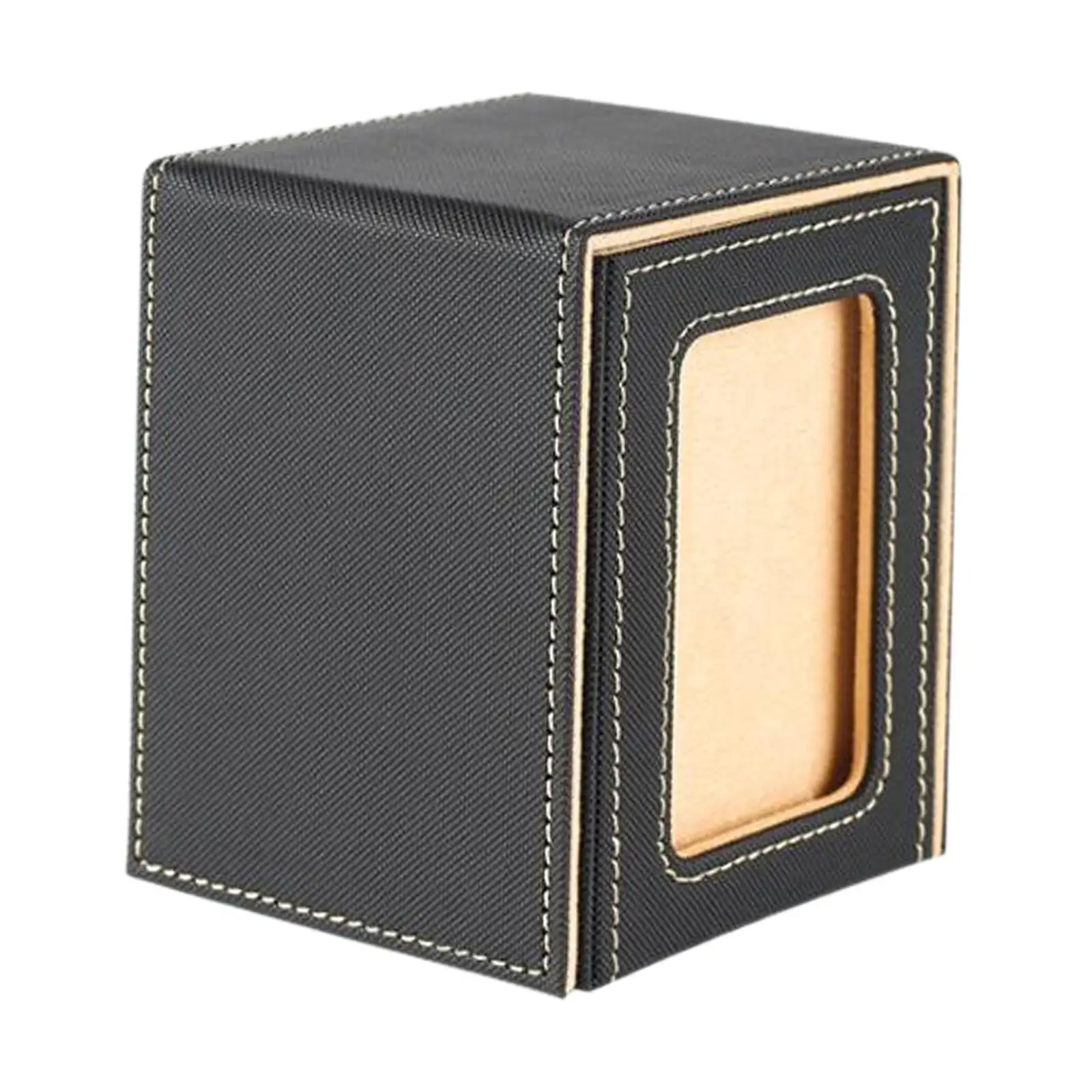 Trading Card Deck Box PU Leather Storage Case for Card Game Organizer with Transparent Window Portable Container for Children
