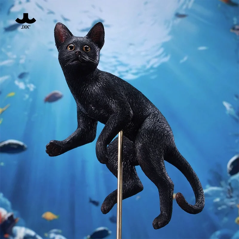 【2025年第4四半期】JXK 1/6スケール 水泳ポーズ 猫 黒皮子猫 動物彫刻モデル 12インチアクションフィギュアボディドールアクセサリー用