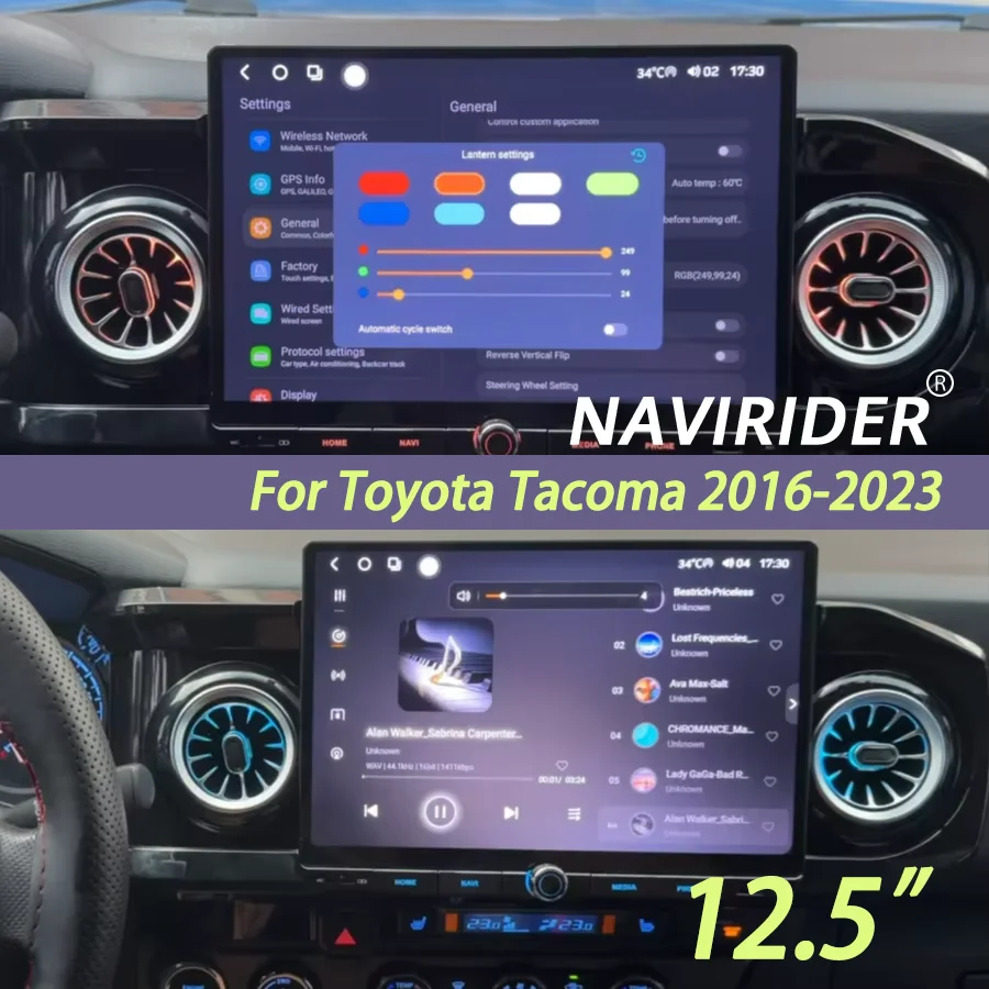 12.5 Inch Android15 Car Stereo Autoradio Touch Screen GPS Navi WiFi 4G CarPlay Multimedia Player HU For Toyota Tacoma 2016‑2023