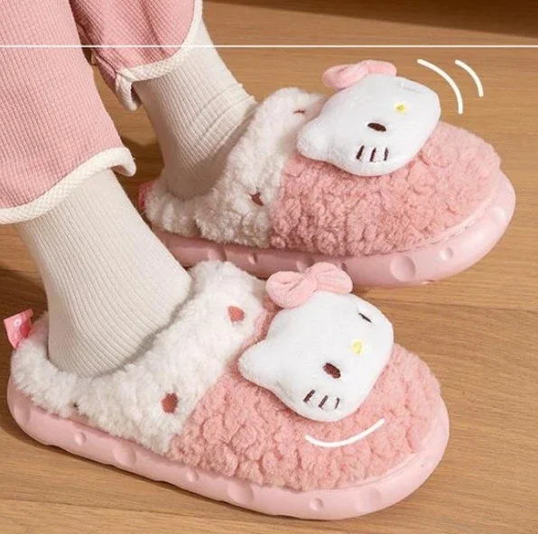 Fashion Couple Winter Toe Wrap Warm Plaid Cotton Slippers Thick Soft Sole Slides Men Women Indoor Floor Flat Home Non-slip Shoes