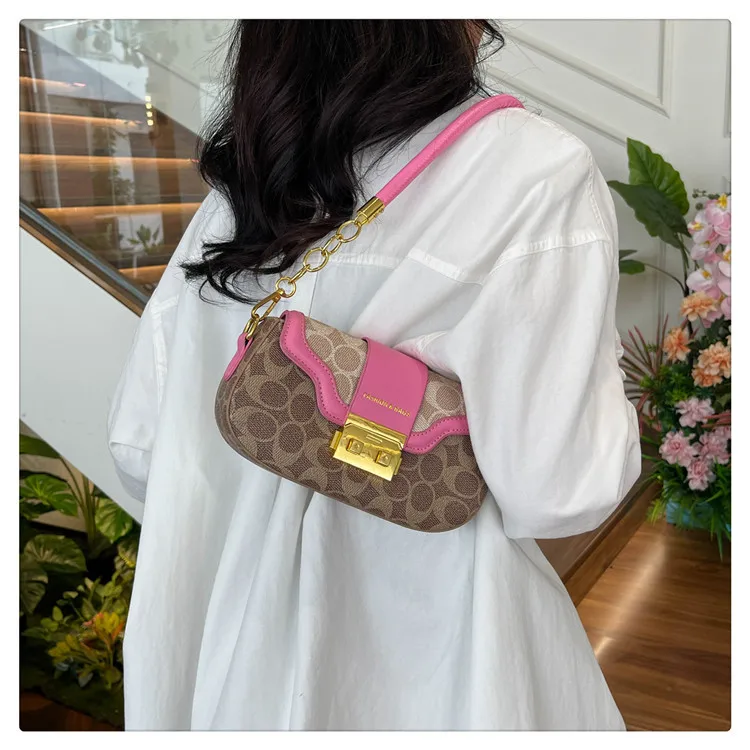 กระเป๋าสะพายทรงอานม้าสุดฮิตปี 2025 - กระเป๋าสะพายข้าง/กระเป๋าใต้วงแขน ดีไซน์ตัดสีสะดุดตา กระเป๋าถือแฟชั่นน้ำหนักเบา