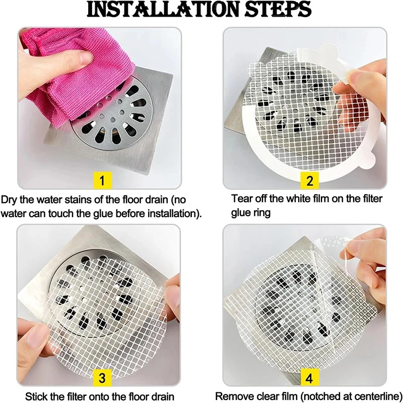 50 pezzi usa e getta doccia scarico capelli Catcher adesivi in rete Anti-blocco lavello da cucina filtro filtro accessori per il bagno