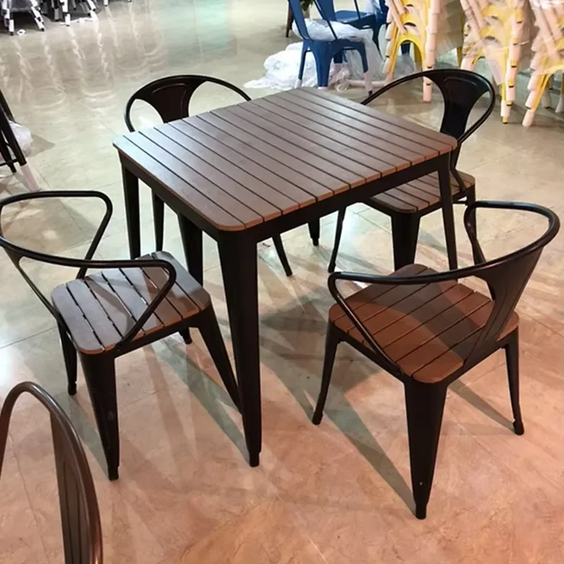 Metal Cafe Table Set 4 Chairs Outdoor Patio Furniture Dining Kit