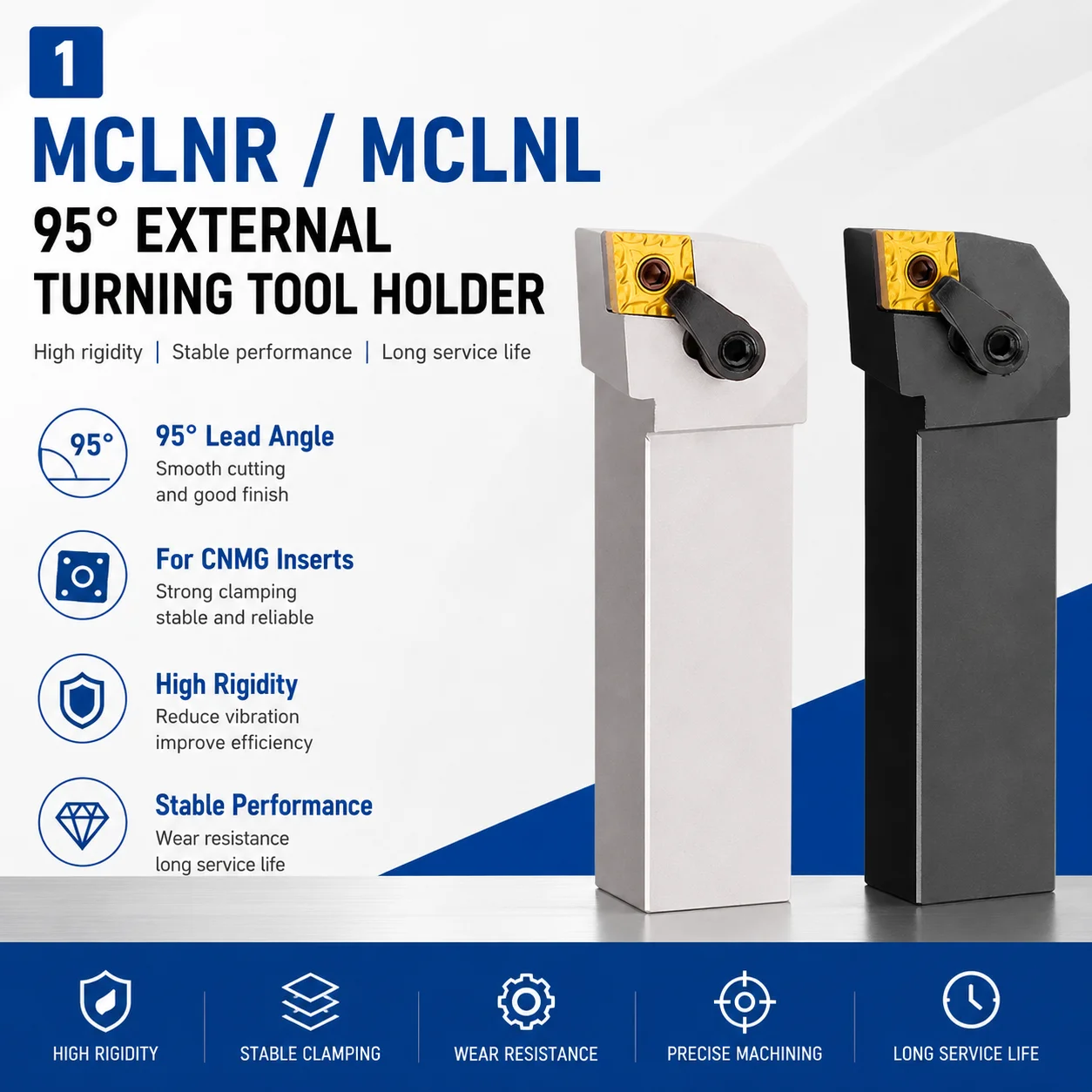 MCLNR MCLNL 95° External Turning Tool Holder CNC Lathe Tool Holder for CNMG Inserts Right Left Hand