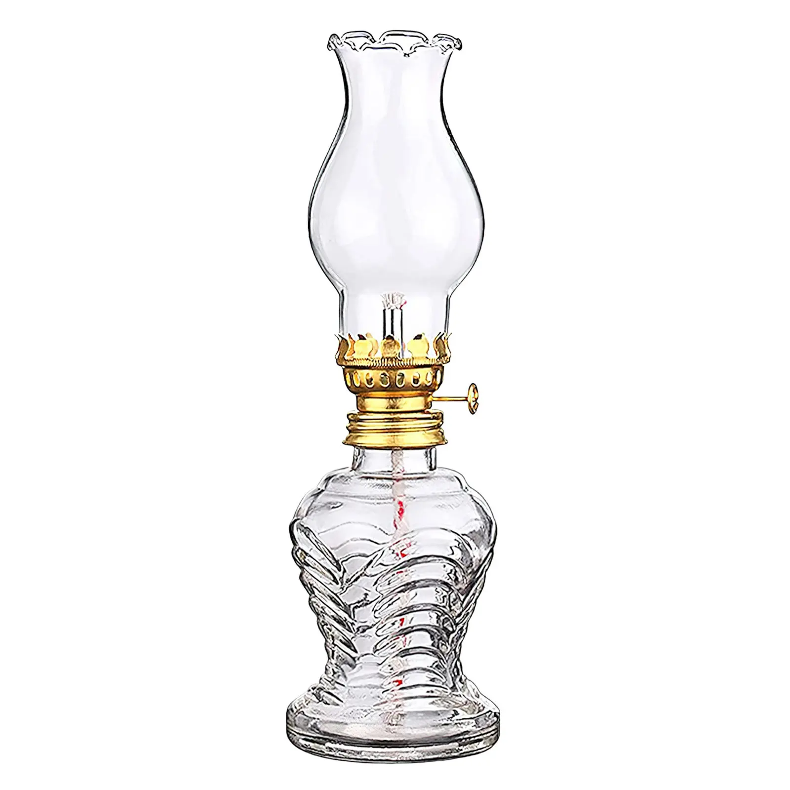 Clear Glass Oil Lamp Lamp for Indoor Use Adjustable Wick Design Retro Vintage Decor Desktop Oil Lantern Light Fixture