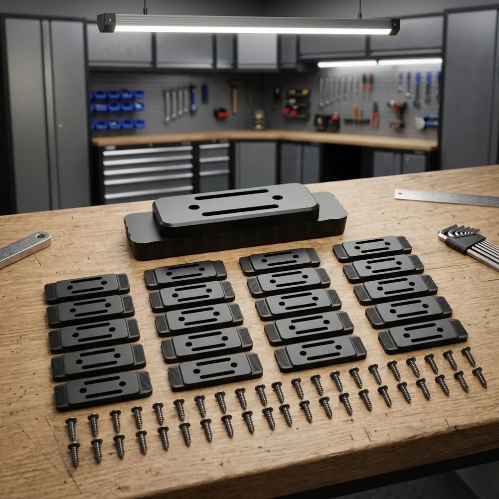 Mounting Feet Set of 24 for System Deployment ABS Plastic Construction with 48 Nails for Repeated Mounting Tasks