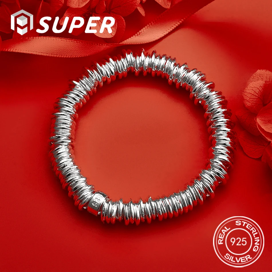 

Alisuper из стерлингового серебра 925 пробы, изысканный геометрический браслет, мужские и женские модные вечерние украшения, аксессуары в стиле хип-хоп