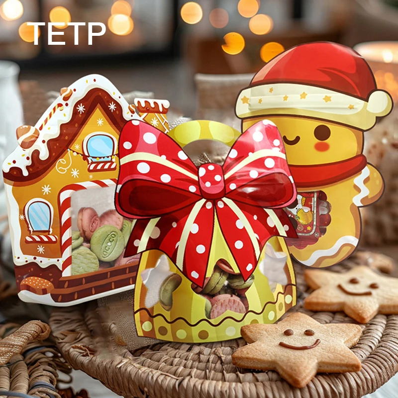 

TETP 50Pcs Christmas Gift Packaging Bag Home Party New Year For Cookies Candy Chocolate Macarons Decoration Snowman Child Favors