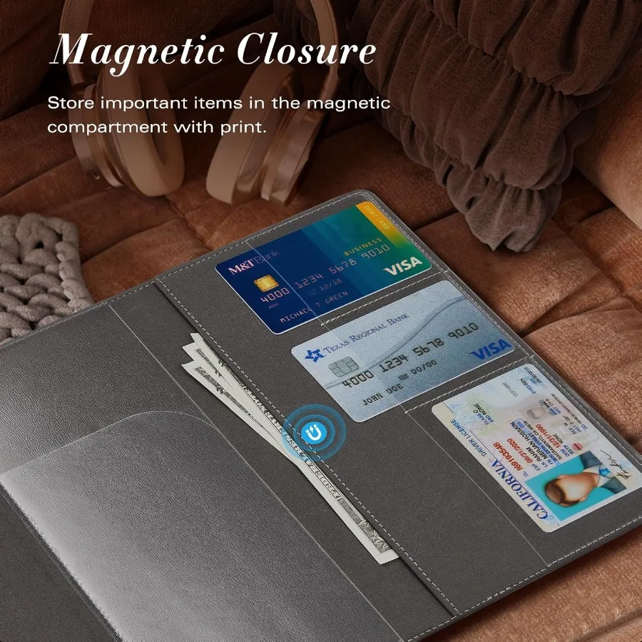Porta documenti e assicurativi per auto in pelle con vano magnetico Portaoggetti per veicoli Portaoggetti per carte di patente di guida Em