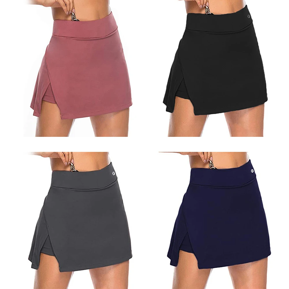 Fake Two-Piece Hakama Skirt Women's Solid Active Performance Skort Lightweight подол for Running Tennis Golf Sports Mini Skirt