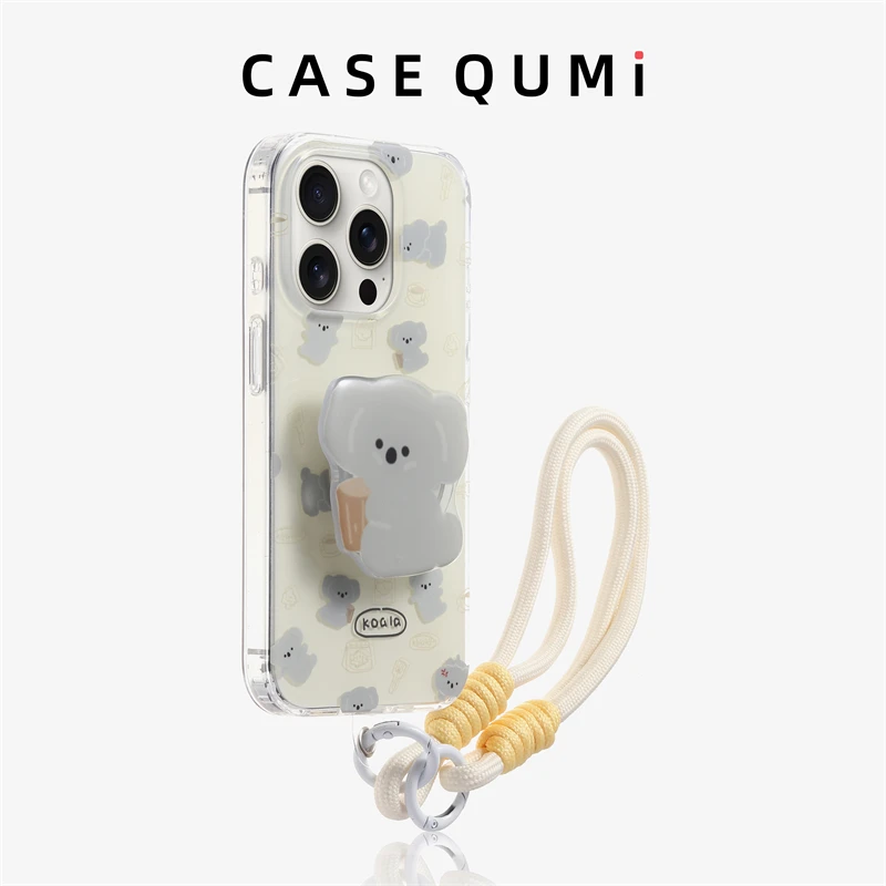 

Бежевый полноэкранный чехол коала с подставкой для телефона Apple 16, новый чехол для телефона iphone 16 pro max, защищенный от падения apple 15, силиконовый Apple 13 для Pro