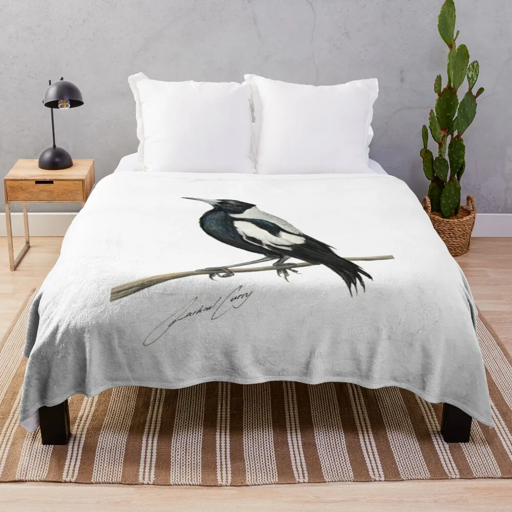 

Magpie, австралийская птица искусство с подписью художников, одеяло для зимы, ворсистые декоративные одеяла для дивана