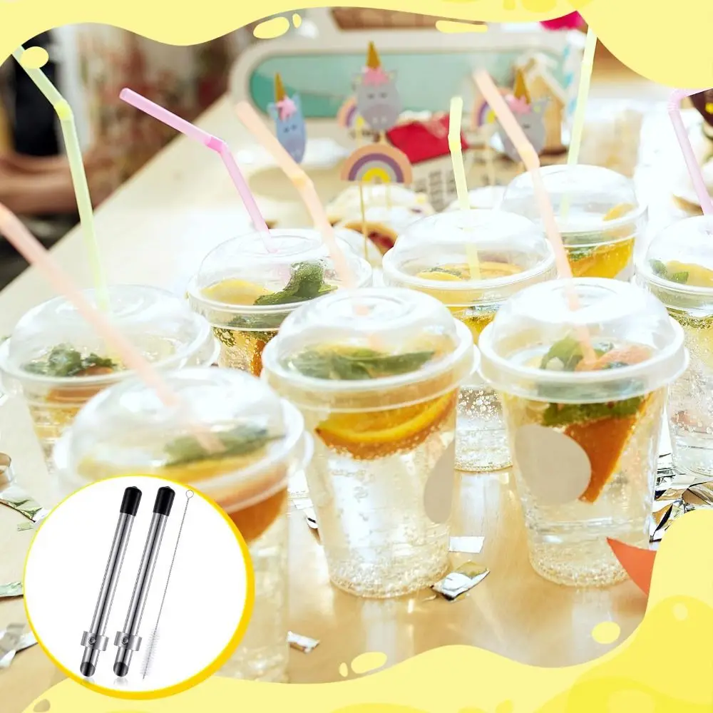 

Stainless Steel Straw Puncher Efficient with Cleaning Brush Beverage Mixer Safe Easy to Use Lemonade Stand Supplies