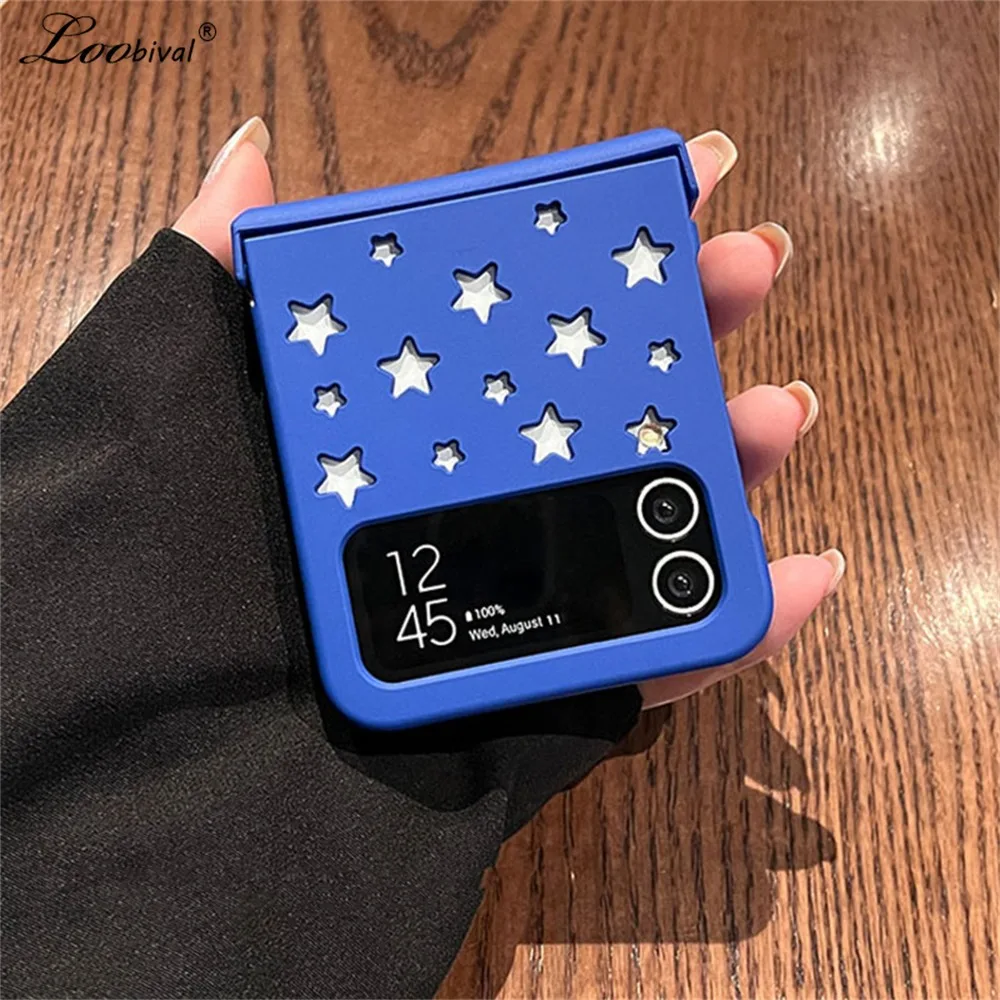 for Samsung ZFlip 5 6 Cartoon Star Case for Samsung Galaxy Z Flip 5 4 3 6 Flip4 flip5 Hollow out Solid Color Ins Korean Cover