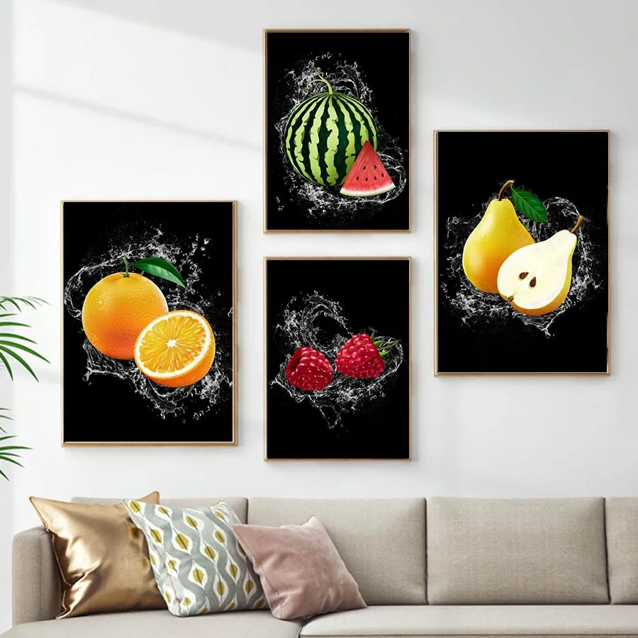 Diamond Painting Natural Fresh Fruits and Prints Strawberry Oranges Canvas Painting Kitchen Shop Dining Room Decor Wall Art Pic