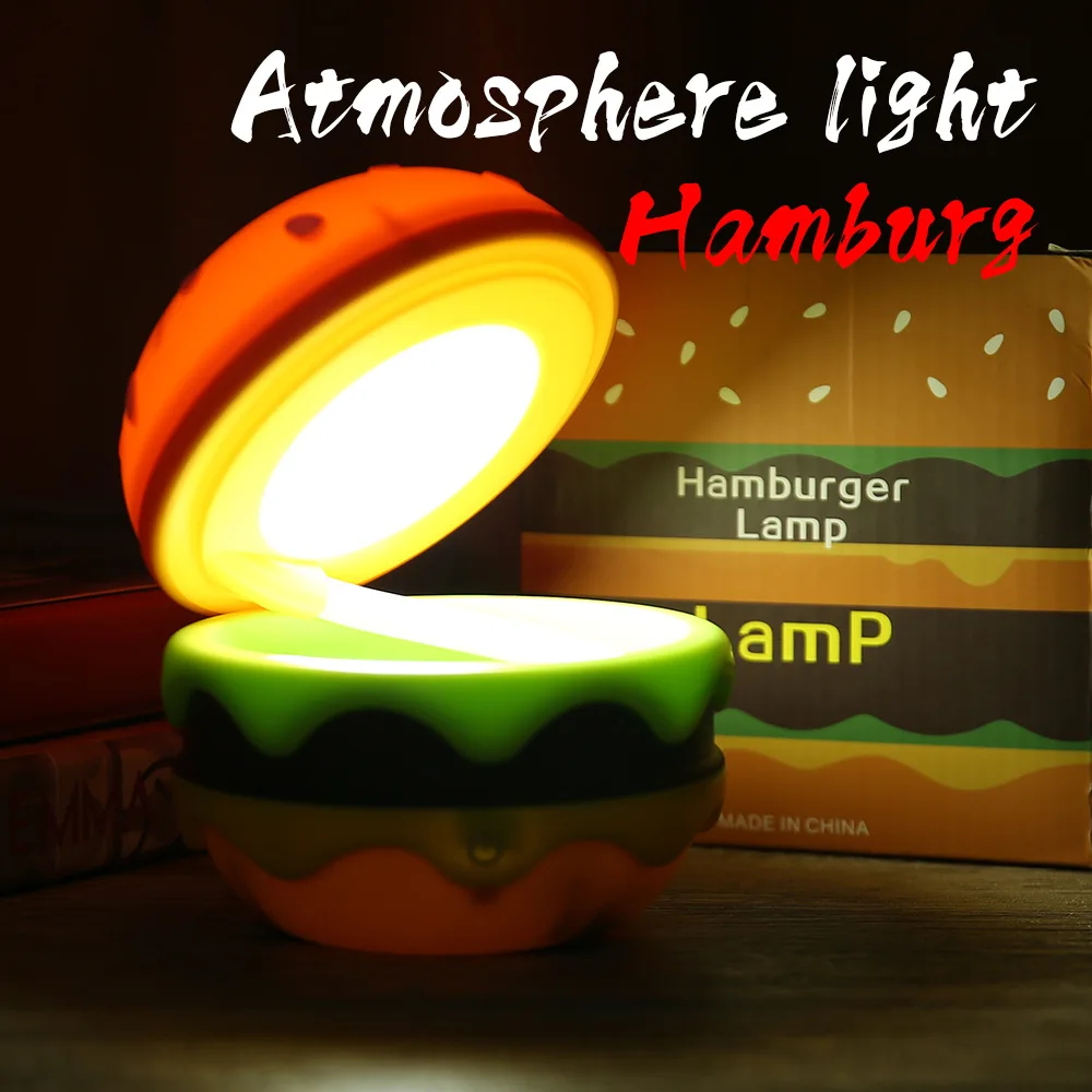 

Cute Rechargeable Hamburger Small Desk Lamps With Adjustable Neck Dimmable Touch Switch Nursery Night Lights Desk Accessories