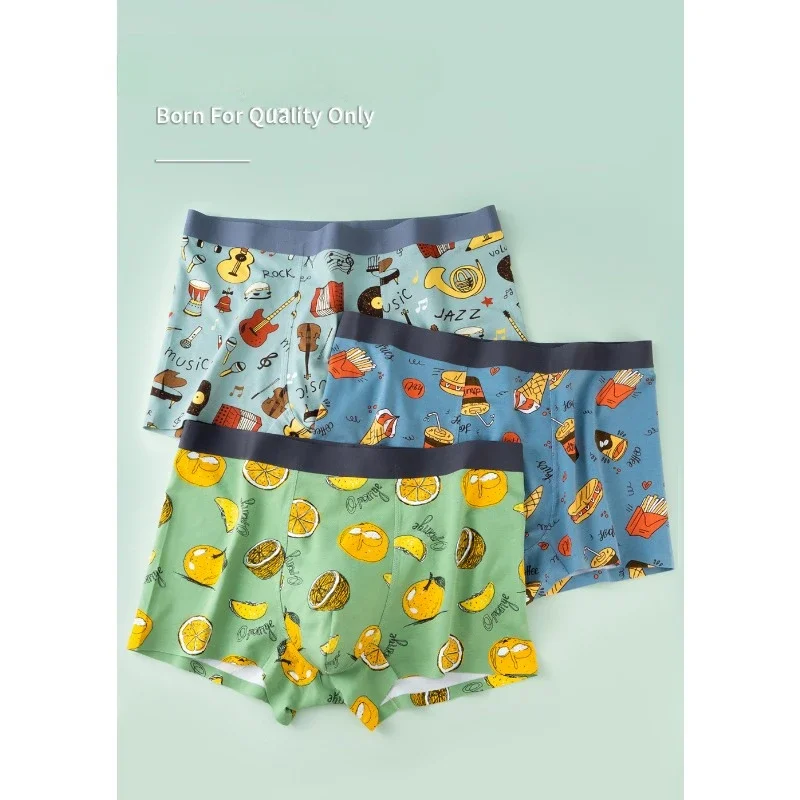 

Cotton Men's Cute Print Boxer Shorts U Convex Pouch Underwear Boys Swimming Trunks Mid Rise Male Breathable Panties Underpants