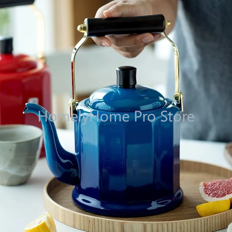 Enamel kettle Enamel pot Teapot Household hand brewed coffee pot 2L