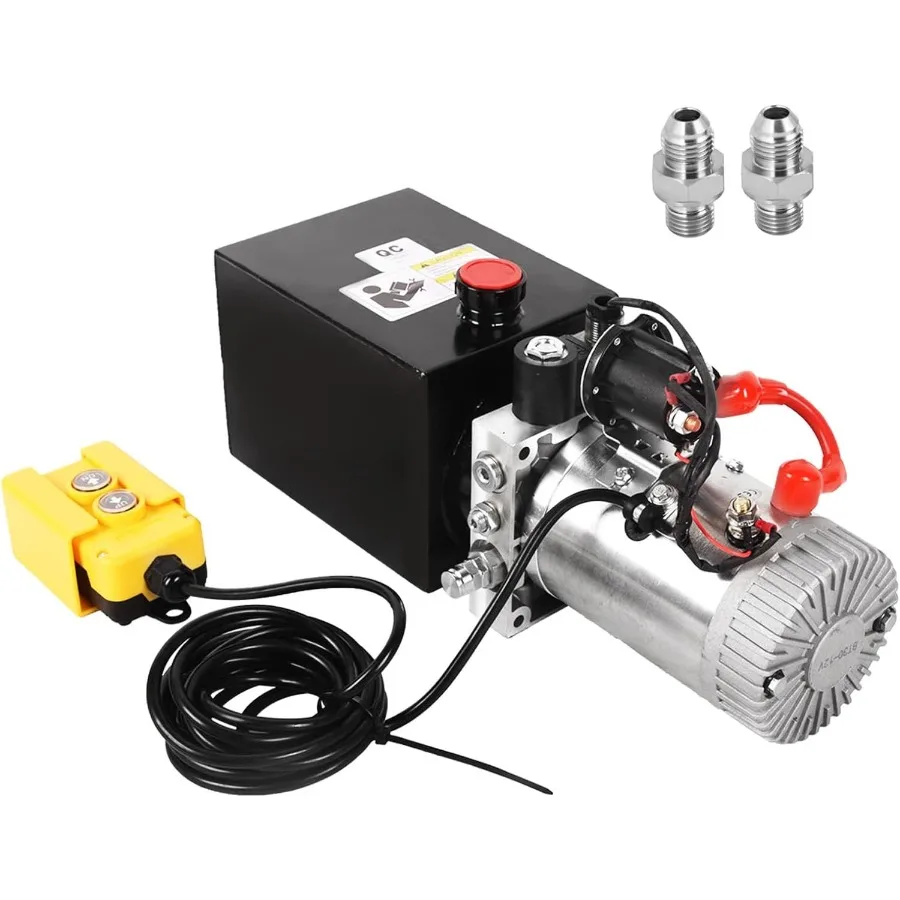 

4 Quart Hydraulic Pump 12V DC 3200 PSI Single Acting Dump Trailer Pump Hydraulic Power Unit with Metal Reservoir for Dump Trail