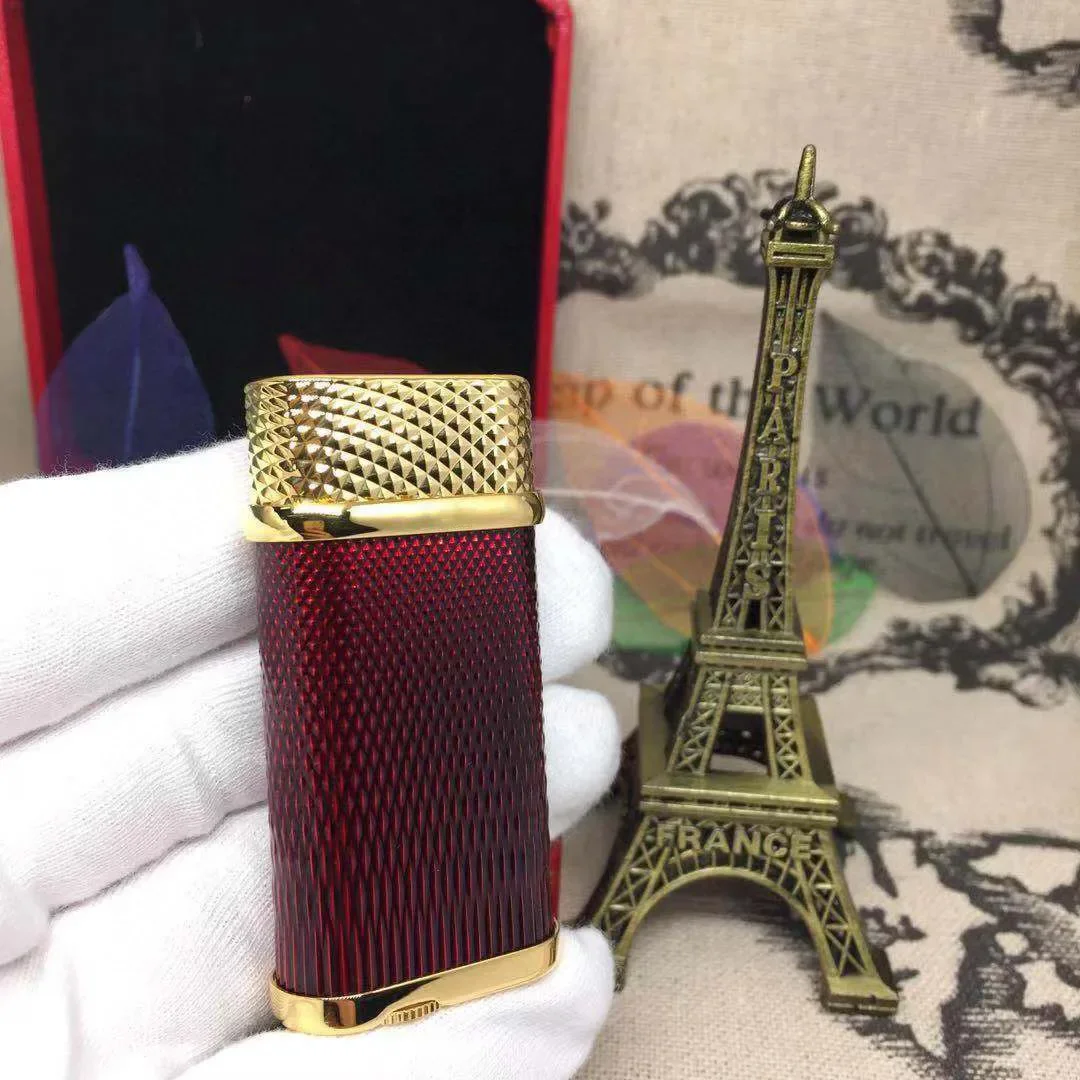 

New Metal Butane Gas Lighter Grinding Wheel Ignition Lychee Pattern Portable Portable Lighters Smoking Accessories Men's Gift