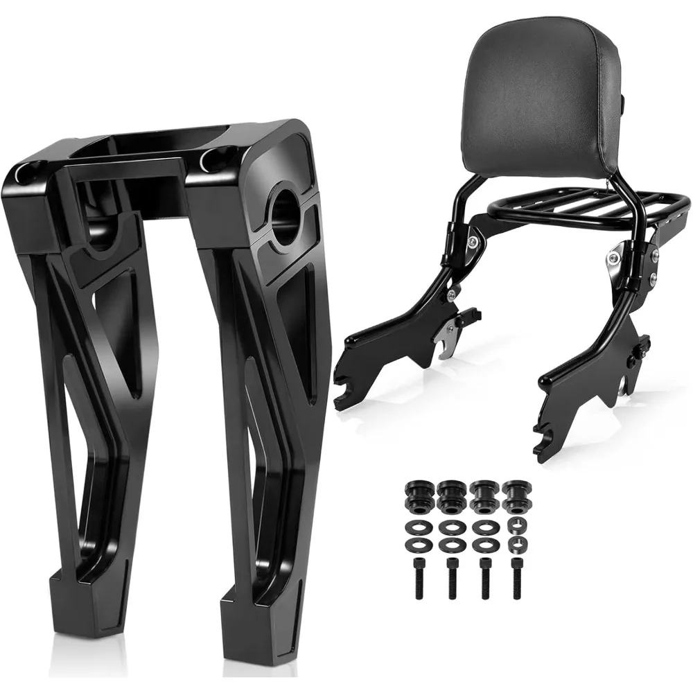 

Вертикальная съемная спинка HoldFast Sissy Bar с спортивной багажникой и высокими подставками руля 8 дюймов, подходящая для Harley Softail S