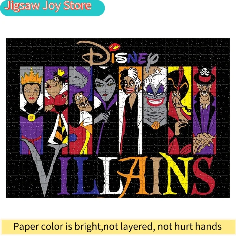 1000 pièces de puzzle en mosaïque fait main - Méchants de dessins animés : Maleficent, Ursula, Cruella, Jafar - Carton durable, puzzle sans couture