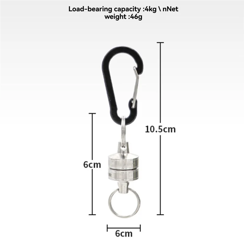 ABPR-Stainless Steel Magnetic Rope Buckle Wire Rope Keychain For Outdoor Fishing, Mountaineering