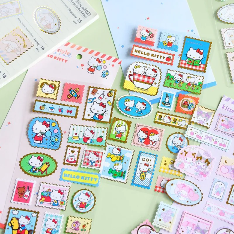 النمط الياباني الكرتون مرحبا كيتي ملصقات الإبداع الساخن ختم Stamps ملصق الكمبيوتر جراب هاتف الديكور هدايا الطلاب