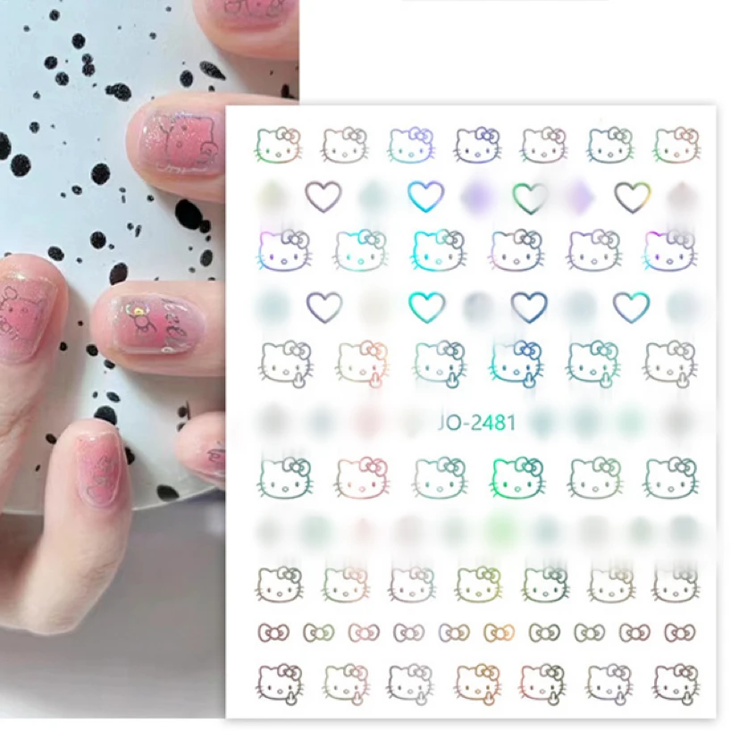 Commercio all'ingrosso 10 pz/lotto HelloKitty 3D Nail Art Stickers adesivi per unghie HelloKitty Nail Art Design giapponese accessori felici fai da te