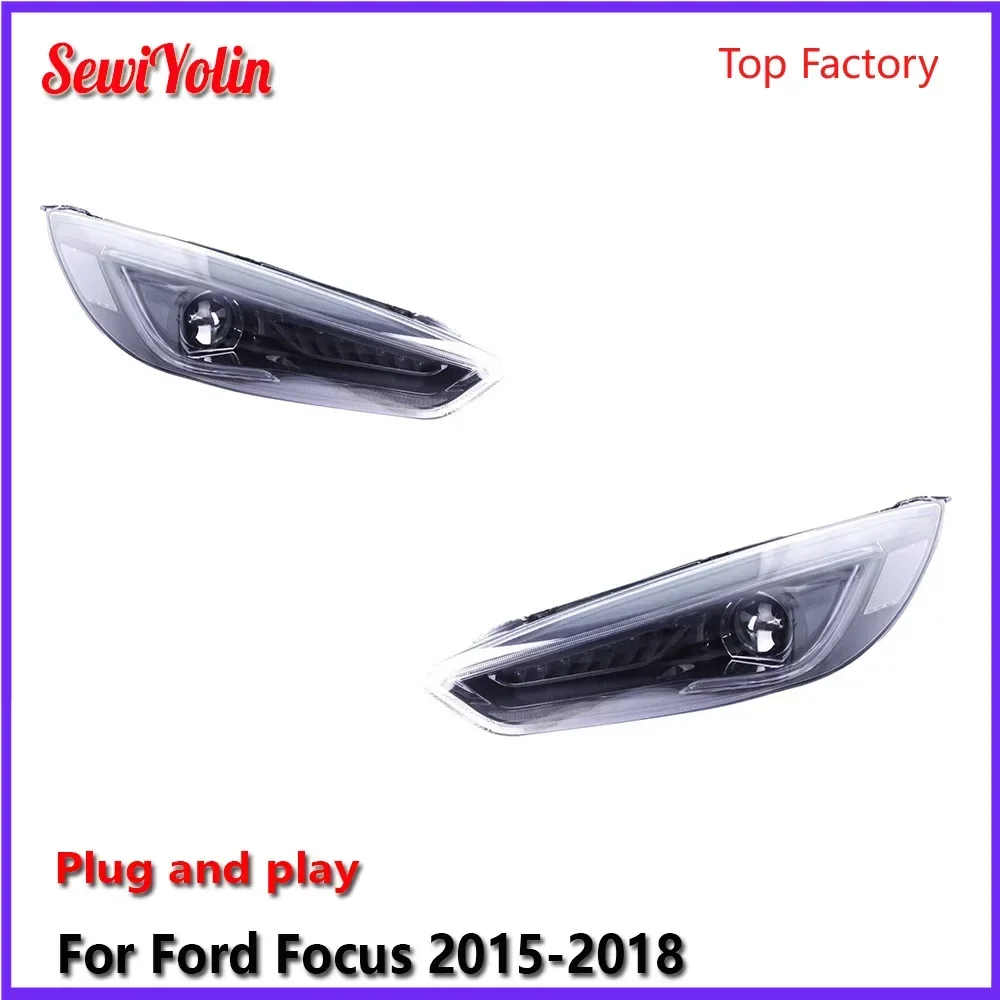 

Автомобильные светодиодные фары в сборе для Ford Focus 2015-2018, авто противотуманные фары DRL, стоп-сигнал поворота, Plug and Play
