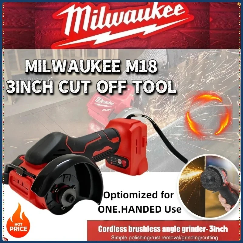 

Milwaukee Brushless 3 Inch Mini Angle Grinder Grinding Polishing Machine Cordless Electric Diamond Cutting Grinder Power Tools